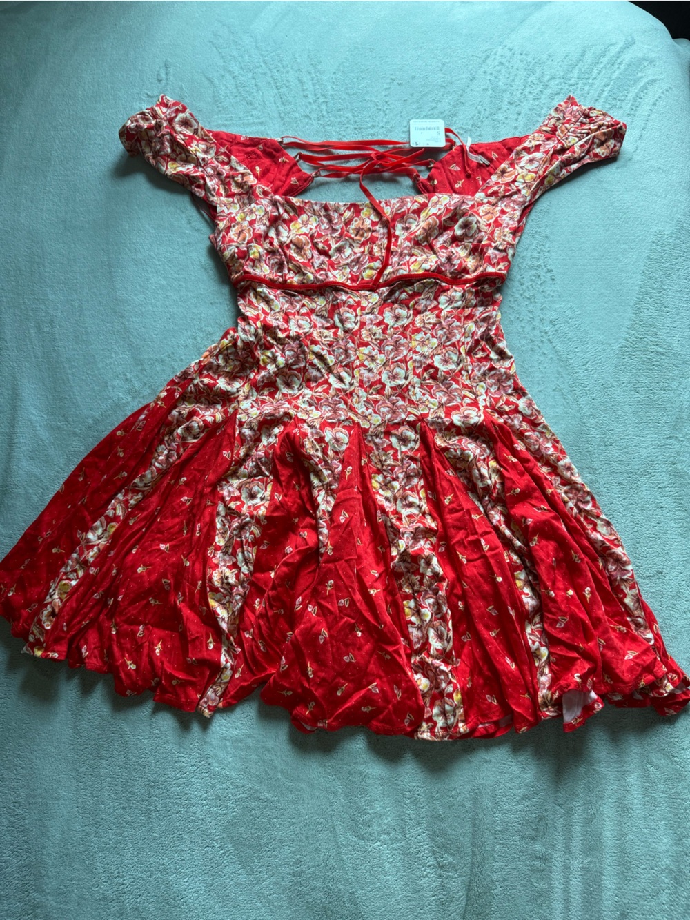 Free people red Floral Off-Shoulder Summer Dress by